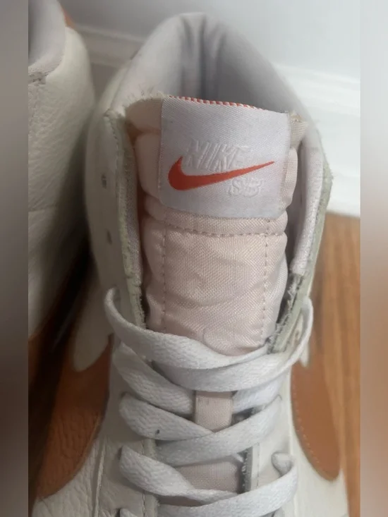 Nike Men’s White Leather High-Top Sneakers with Tan Swoosh size 15 - Picture 3 of 7